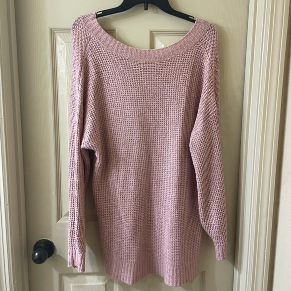 American Eagle Pink Oversized Waffle Knit Sweater ✨ - Picture 4 of 5